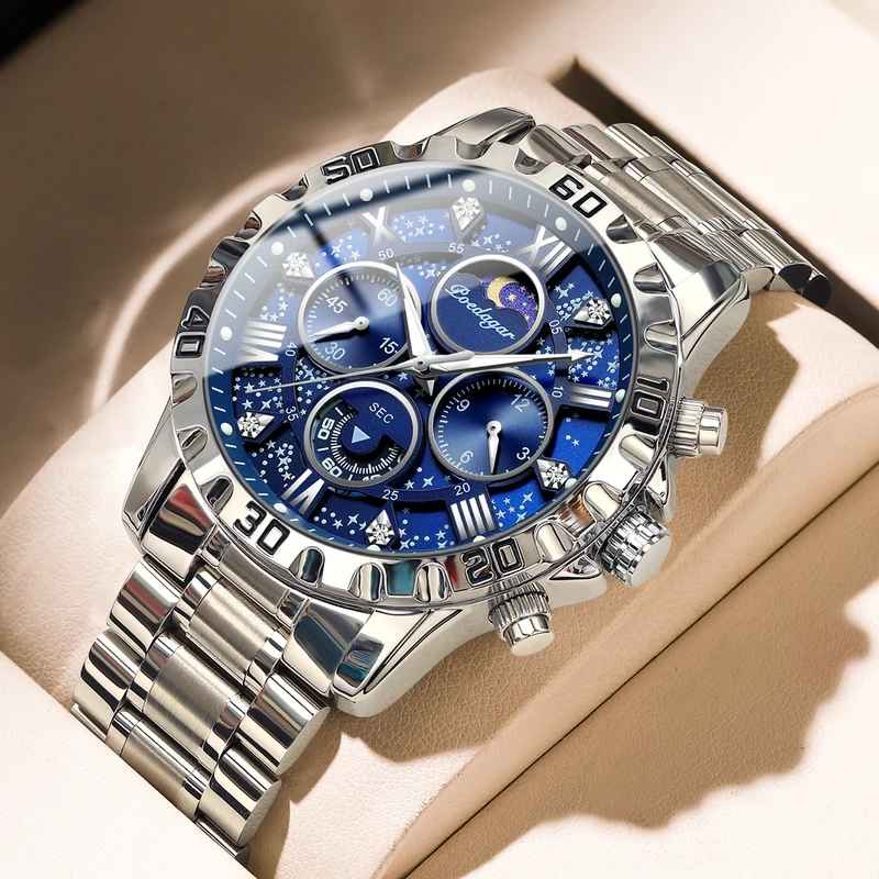 Poedagar Stainless Steel Chronograph Watch