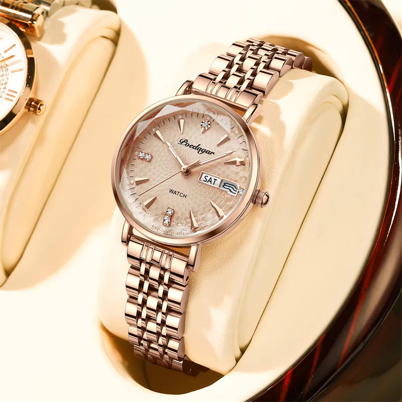 POEDAGAR Luxury Stainless Steel Women Watch