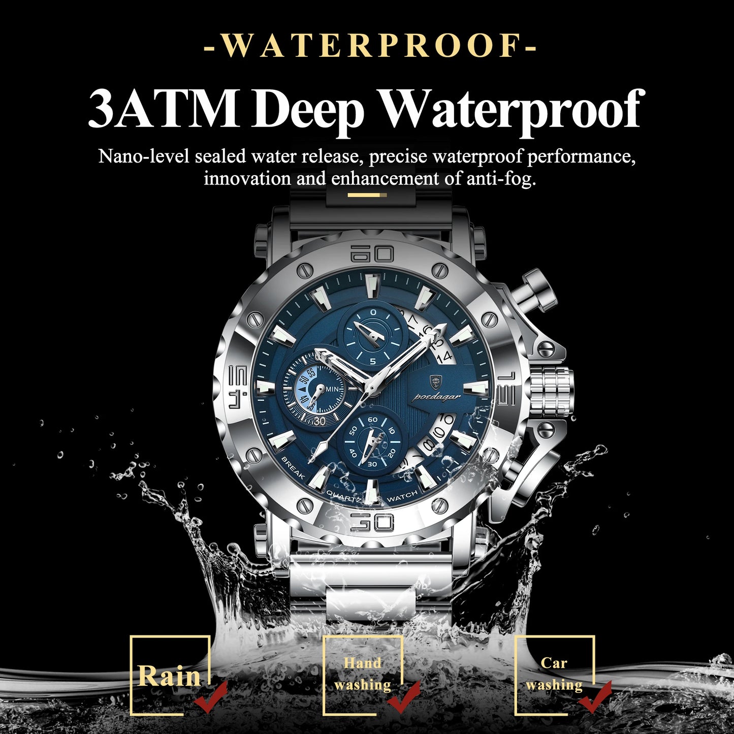 Poedagar Men’s Chronograph Luxury Watch