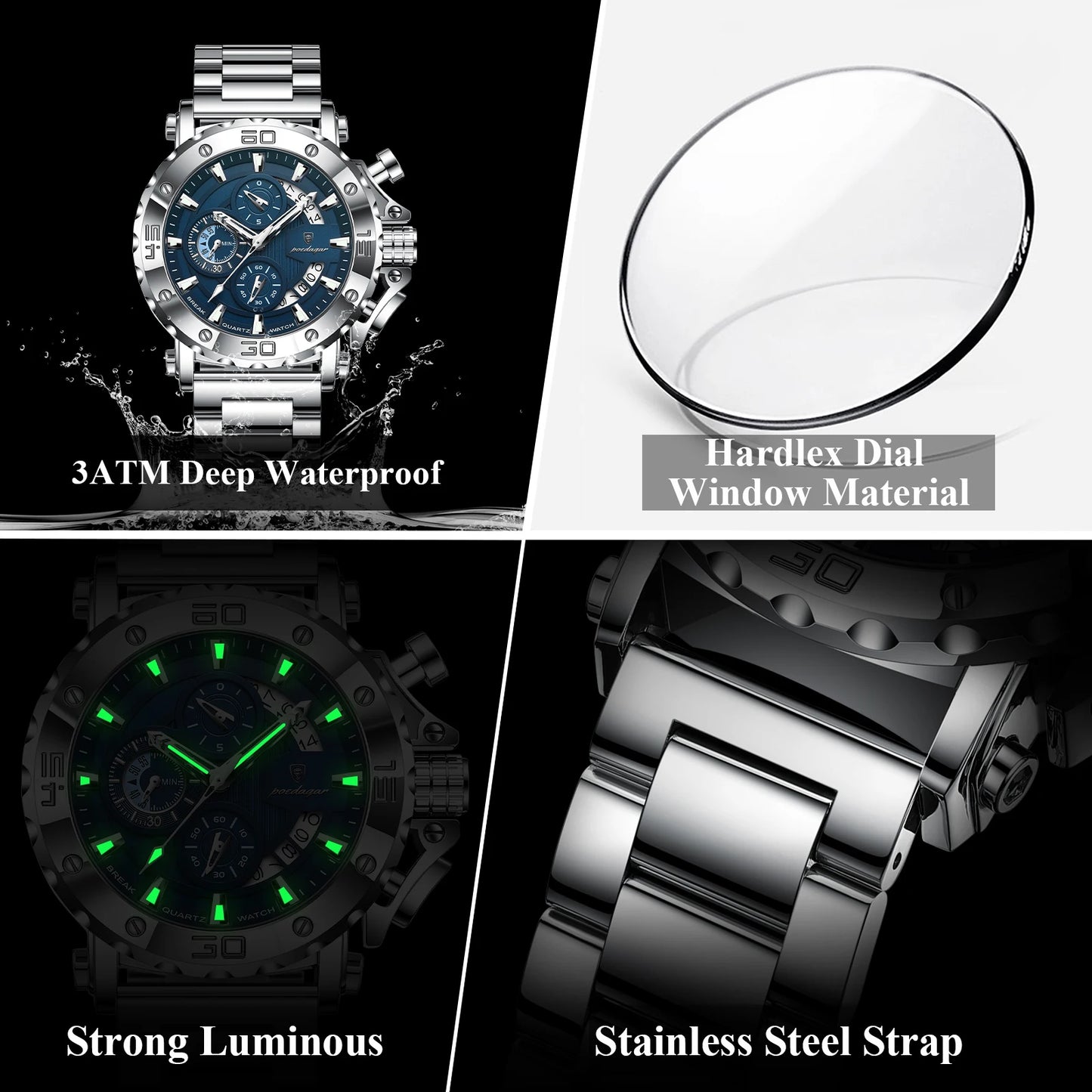 Poedagar Men’s Chronograph Luxury Watch