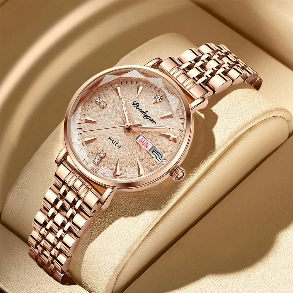 POEDAGAR Luxury Stainless Steel Women Watch