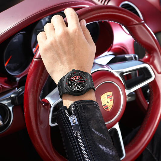 Poedagar Men's Sports Wheel Dial Luxury Watch