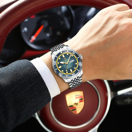 Poedagar Men's Classic Day-Date Luxury Watch