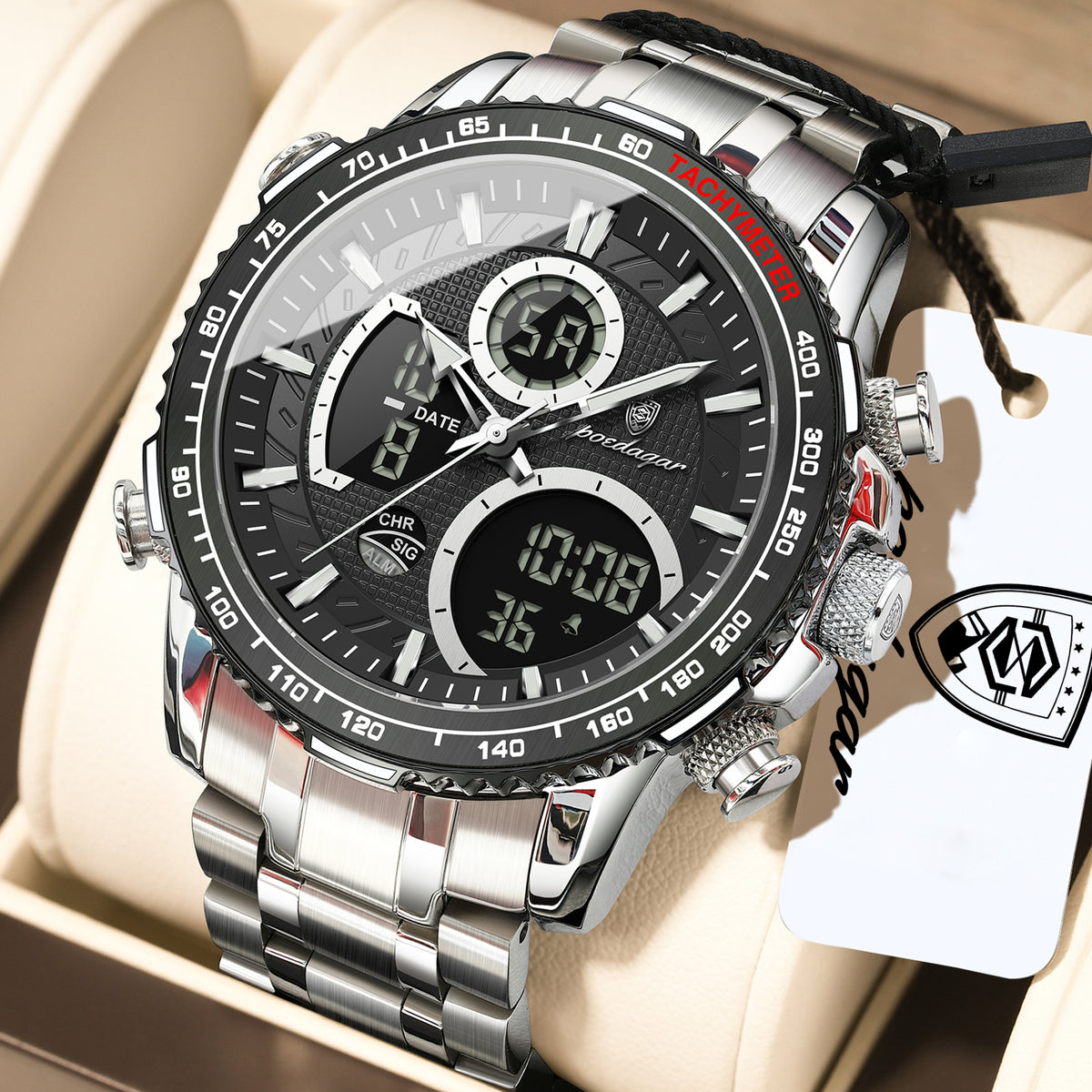 Poedagar Men's Multifunction Chronograph Watch