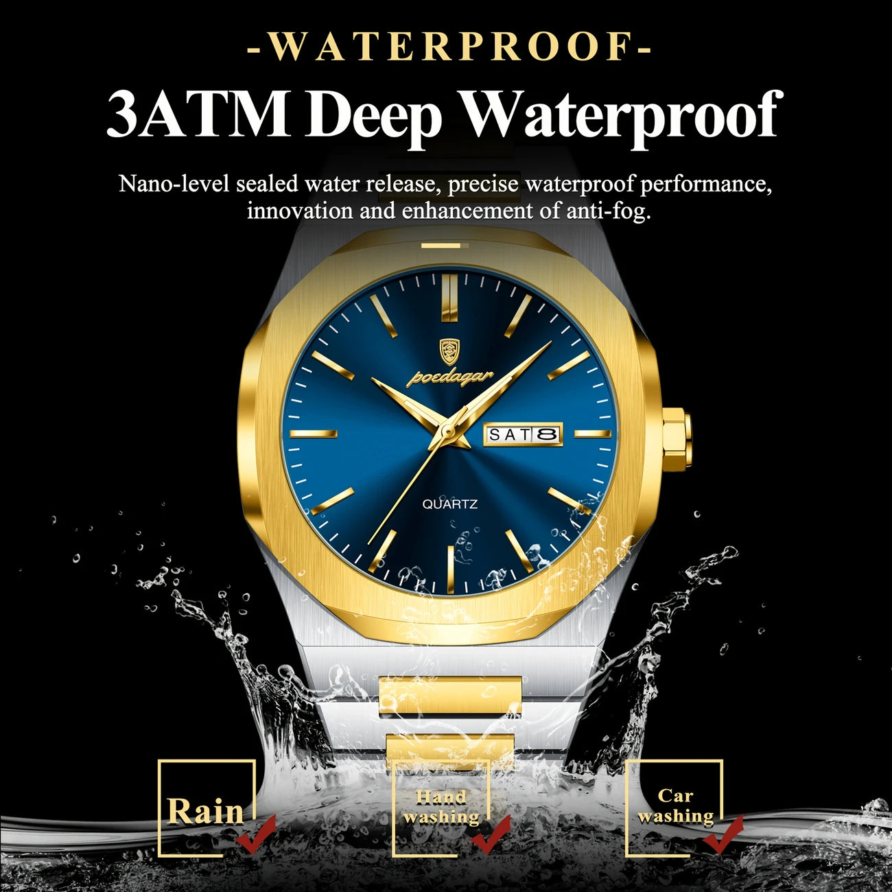 Poedagar Stainless Steel Men's Business Watch