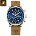 POEDAGAR Men's Chronograph Leather Watch