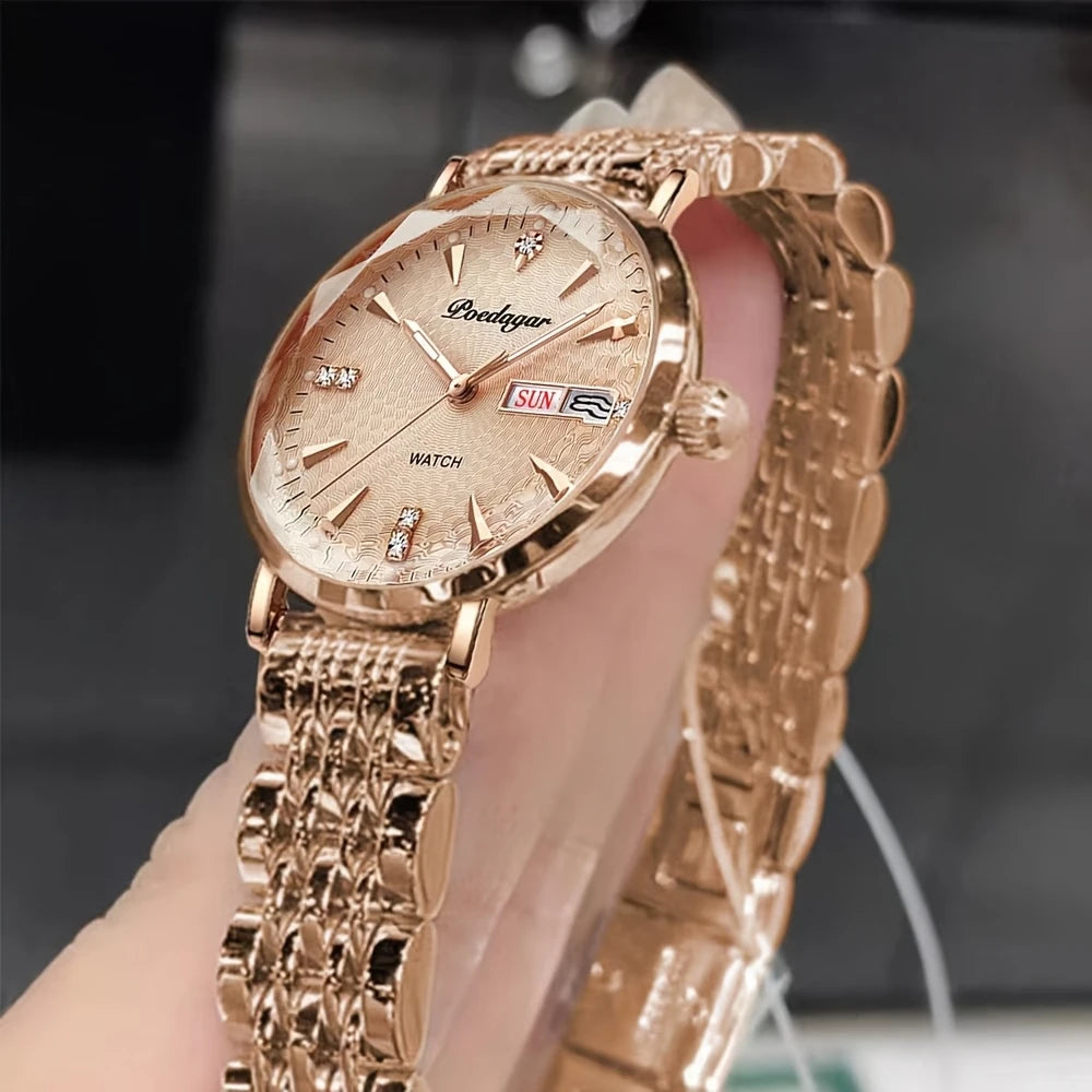 POEDAGAR Luxury Stainless Steel Women Watch