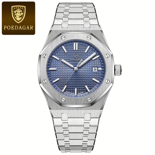 POEDAGAR Men's Luxury Stainless Steel Watch
