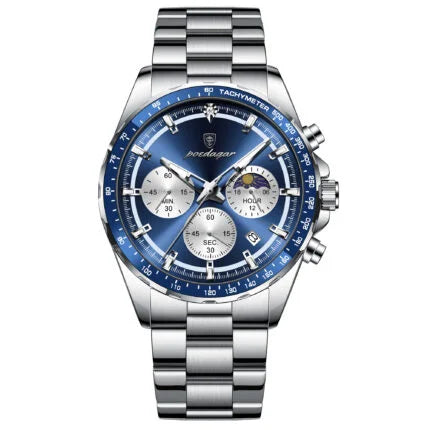 POEDAGAR Men's Stainless Steel Chronograph Watch