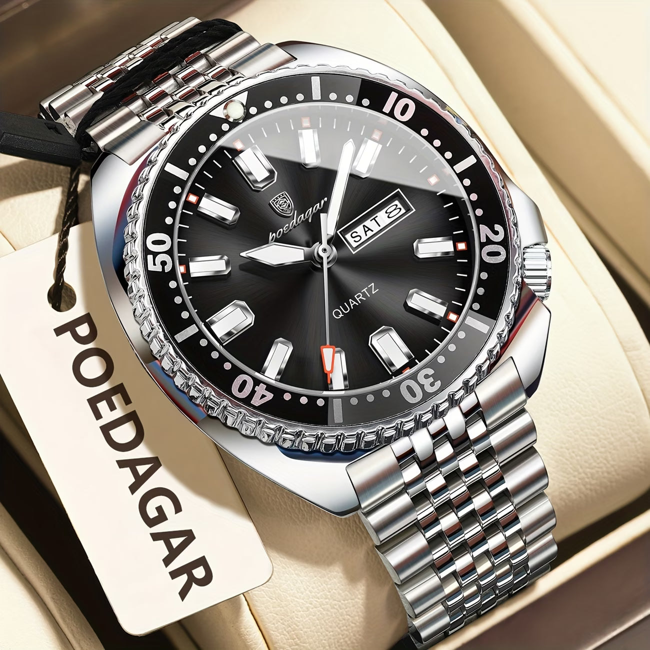 Poedagar Men's Stainless Steel  WristWatch