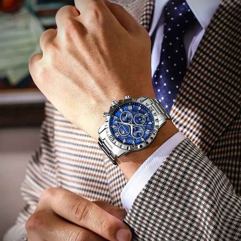 Poedagar Stainless Steel Chronograph Watch