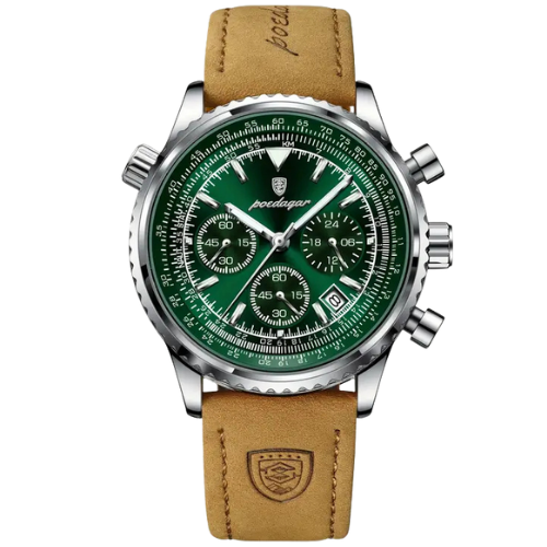 POEDAGAR Luxury Chronograph Leather Men's Watch