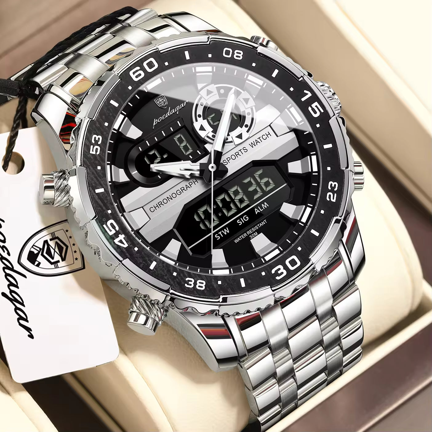 Poedagar Multifunction Water Resistant Men's Watch
