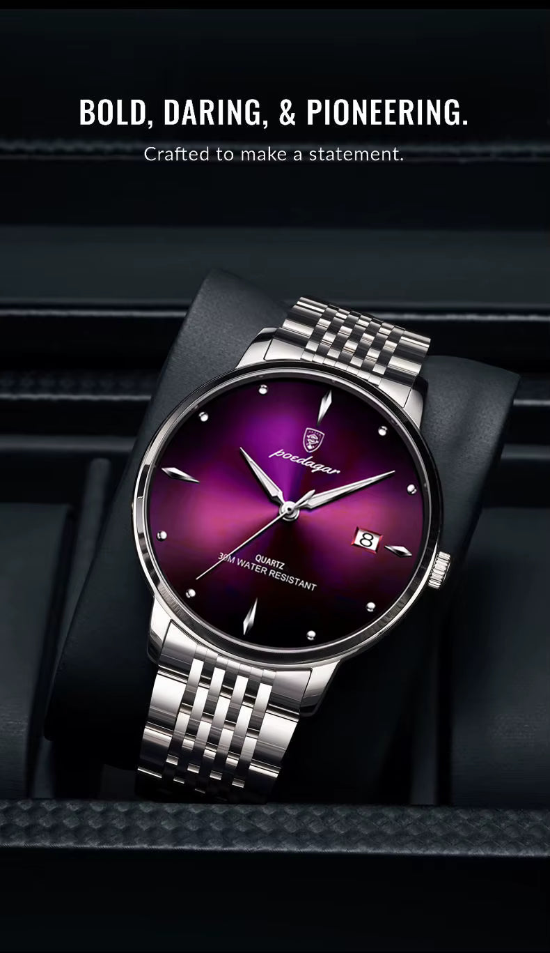 Poedagar Luxury Stainless Steel Watch