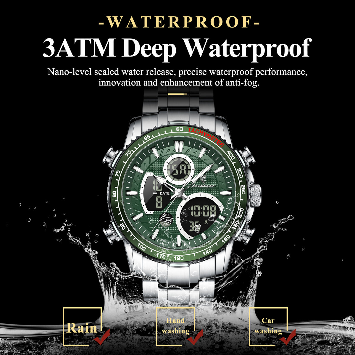 Poedagar Men's Multifunction Chronograph Watch