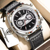 Poedagar Leather Strap Chronograph Men Watch