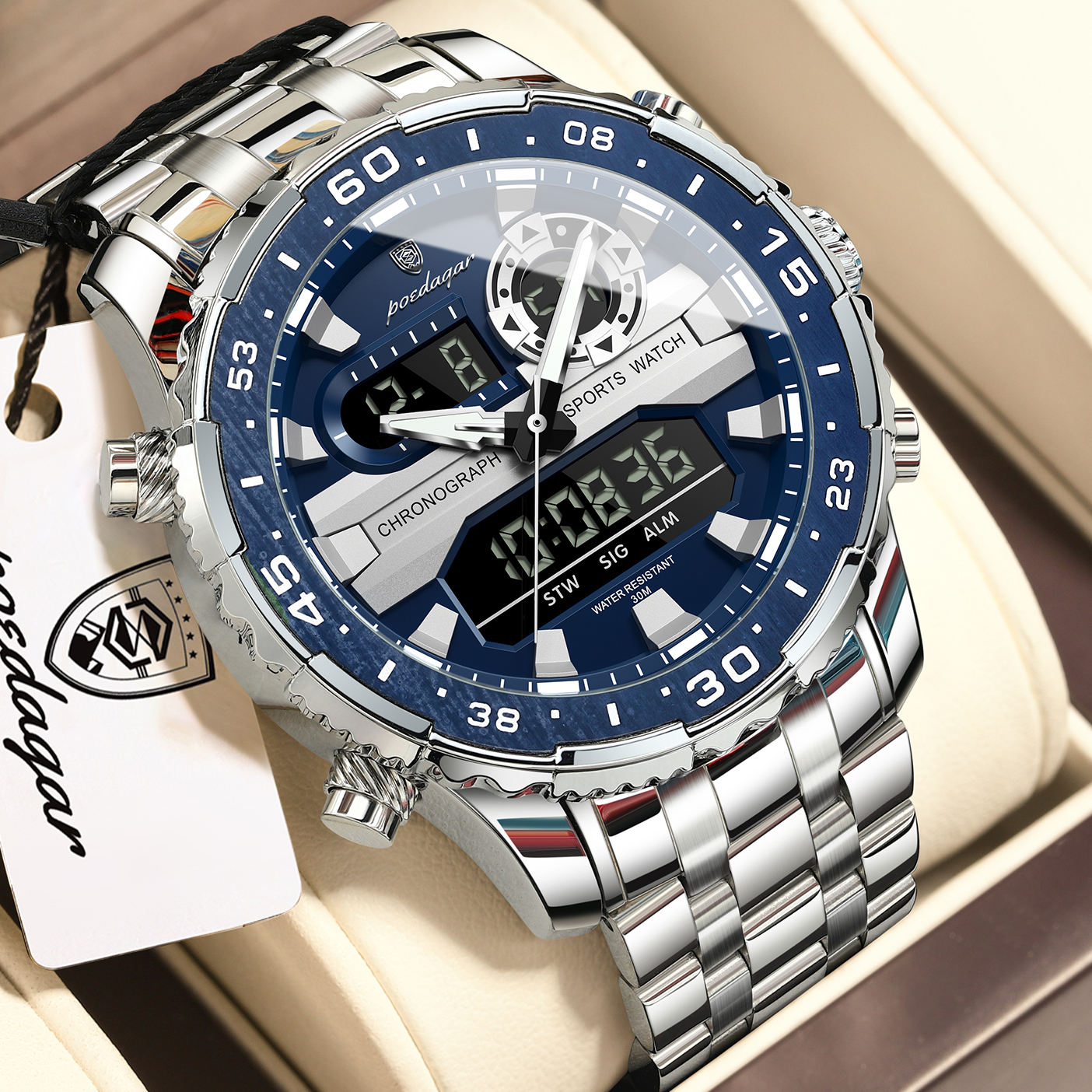 Poedagar Multifunction Water Resistant Men's Watch