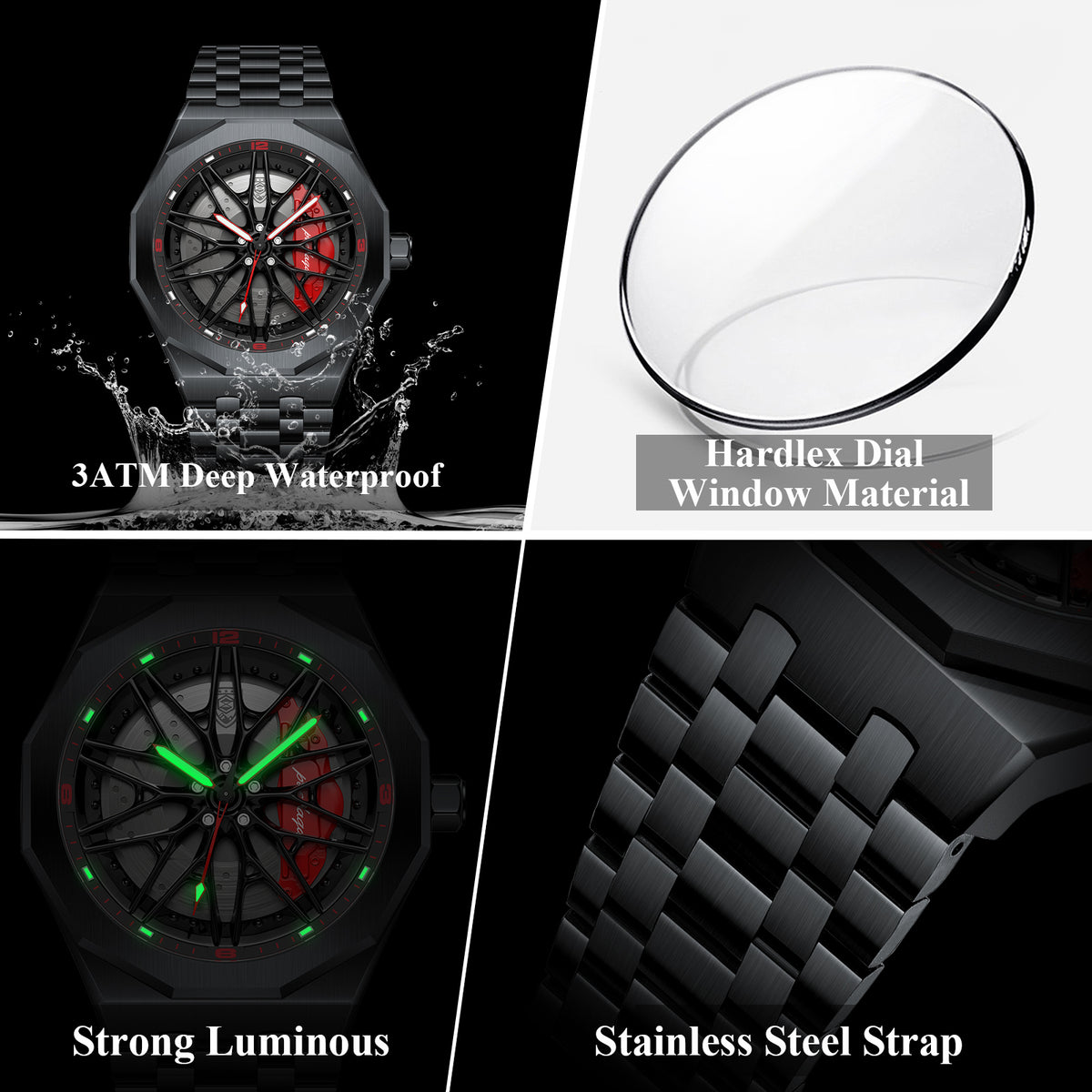 Poedagar Men's Sports Wheel Dial Luxury Watch