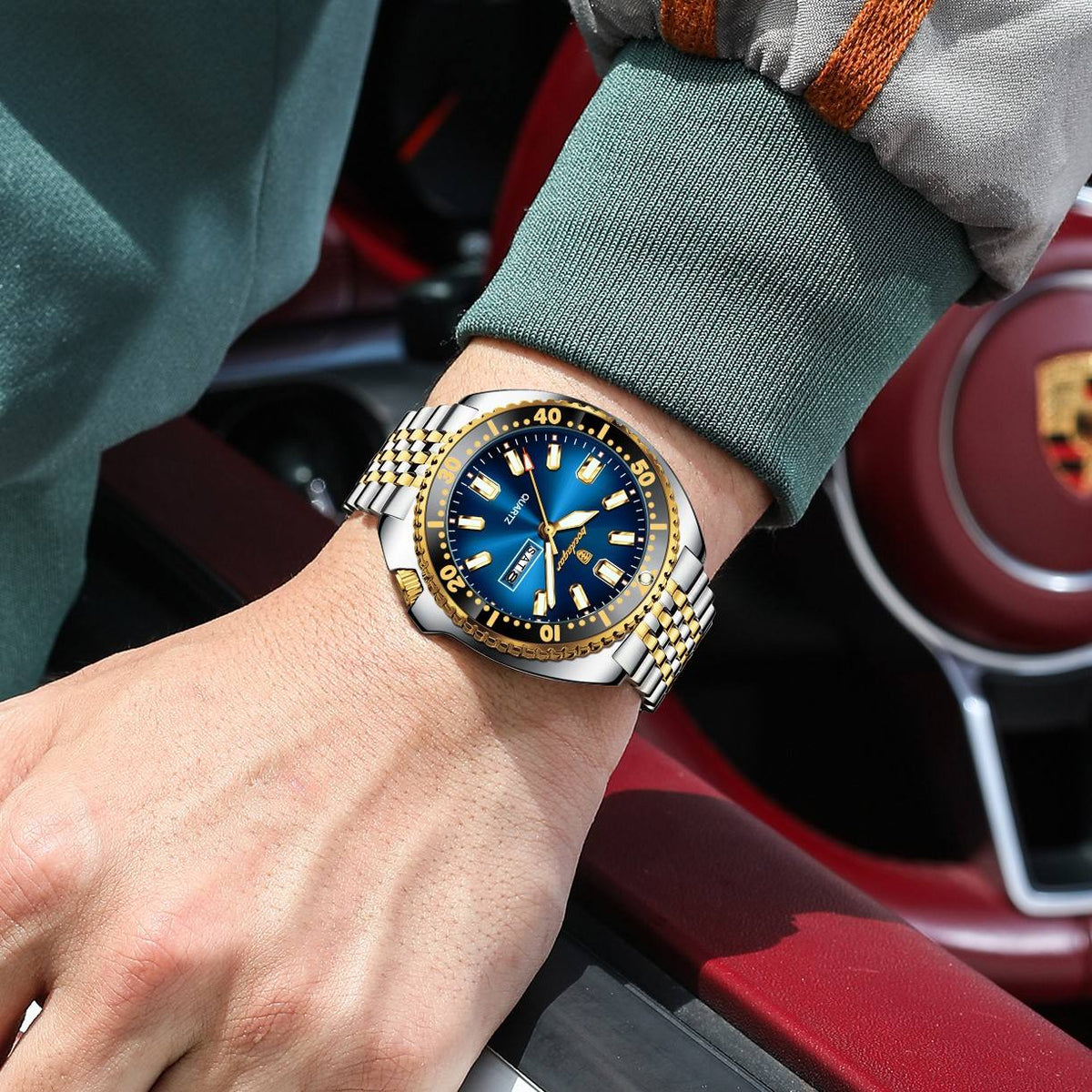 Poedagar Men's Stainless Steel  Wrist Watch