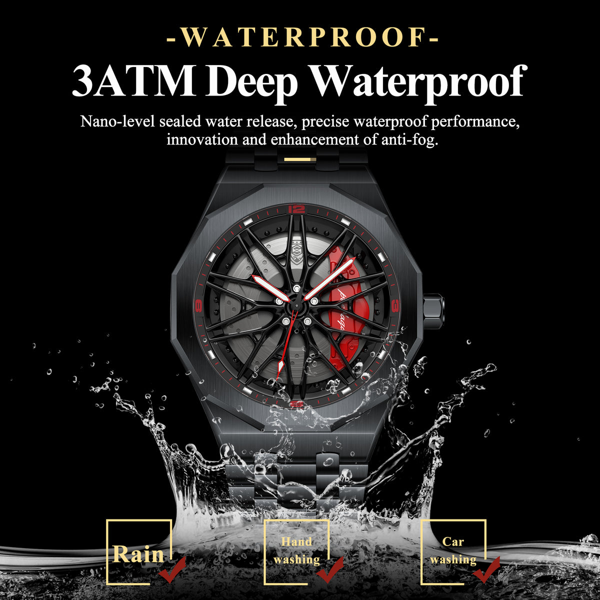 Poedagar Men's Sports Wheel Dial Luxury Watch