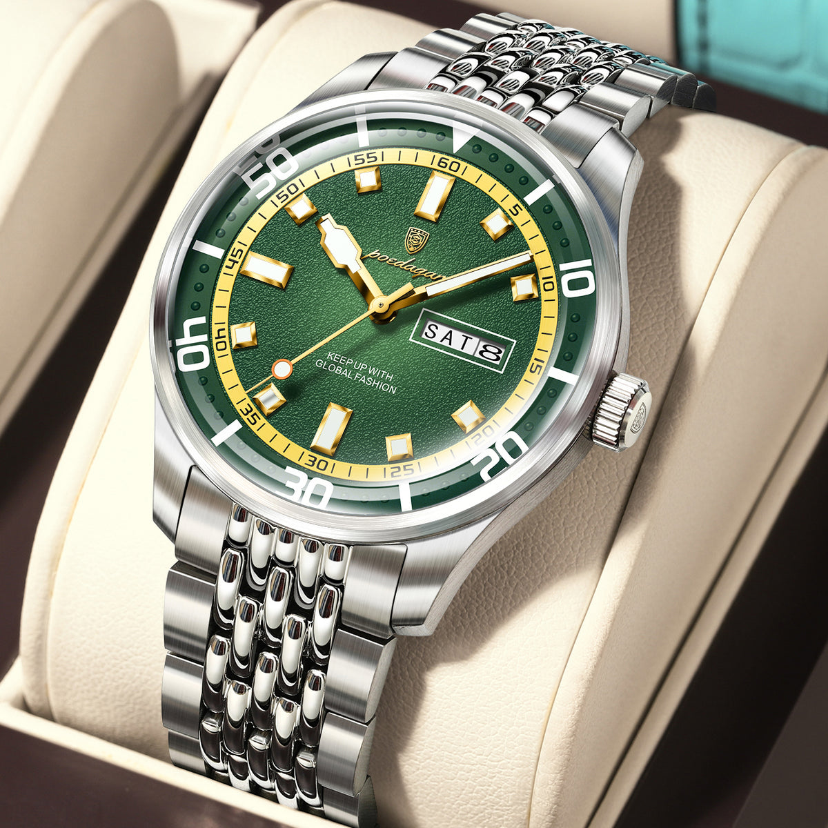 Poedagar Men's Classic Day-Date Luxury Watch