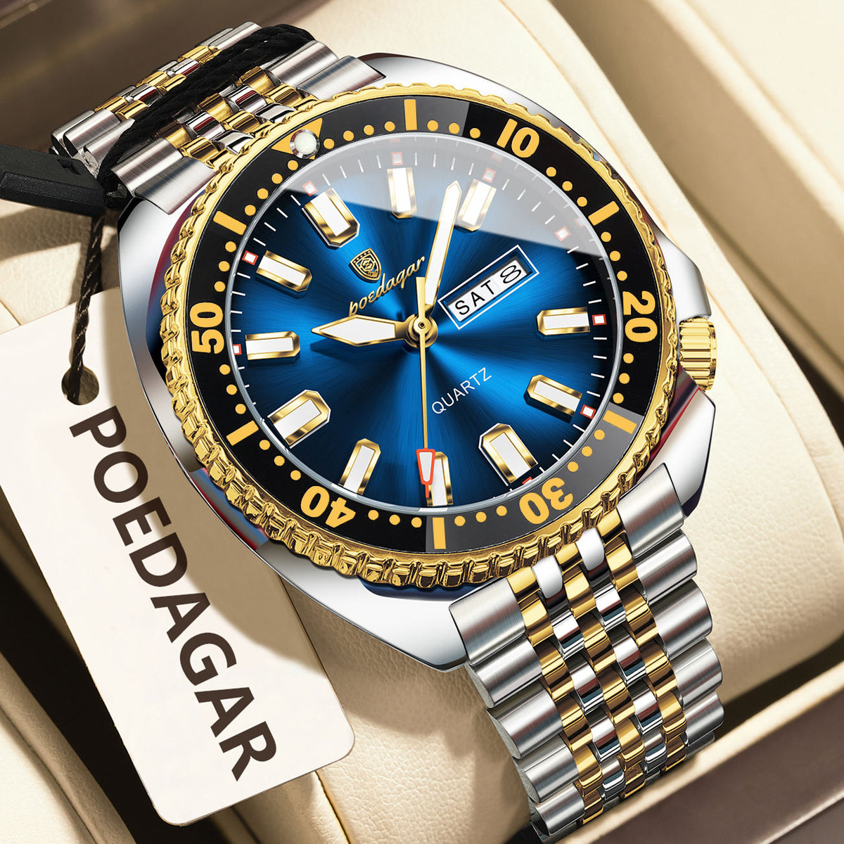 Poedagar Men's Stainless Steel  Wrist Watch