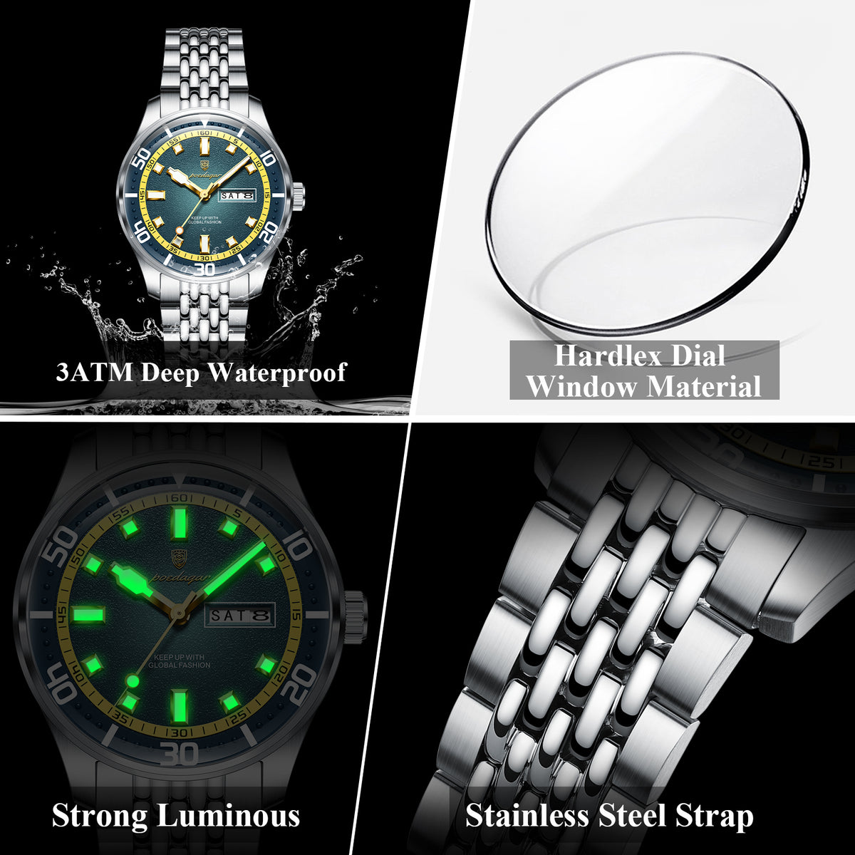 Poedagar Men's Classic Day-Date Luxury Watch