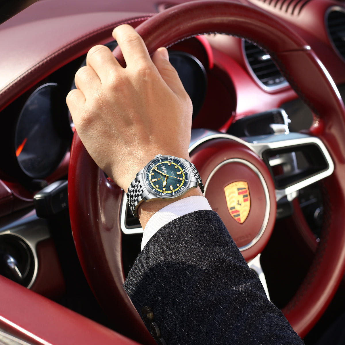 Poedagar Men's Classic Day-Date Luxury Watch