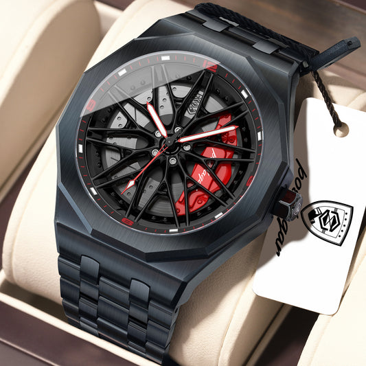 Poedagar Men's Sports Wheel Dial Luxury Watch