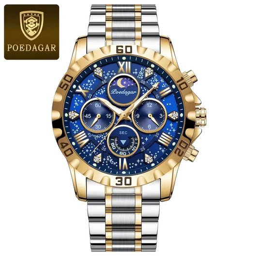 Poedagar Stainless Steel Chronograph Watch