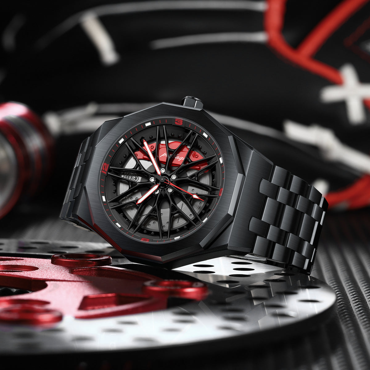Poedagar Men's Sports Wheel Dial Luxury Watch