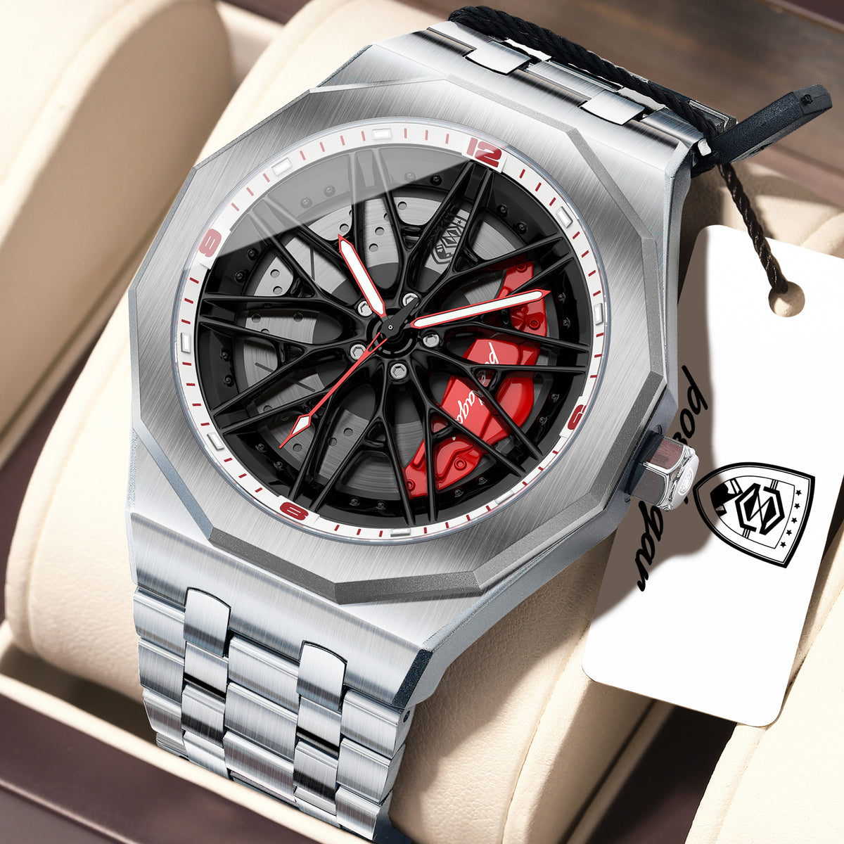 Poedagar Men's Sports Wheel Dial Luxury Watch