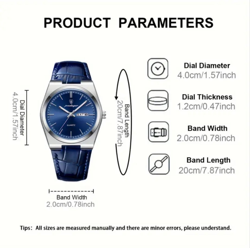 Poedagar Luxury Casual Leather Men's Watch