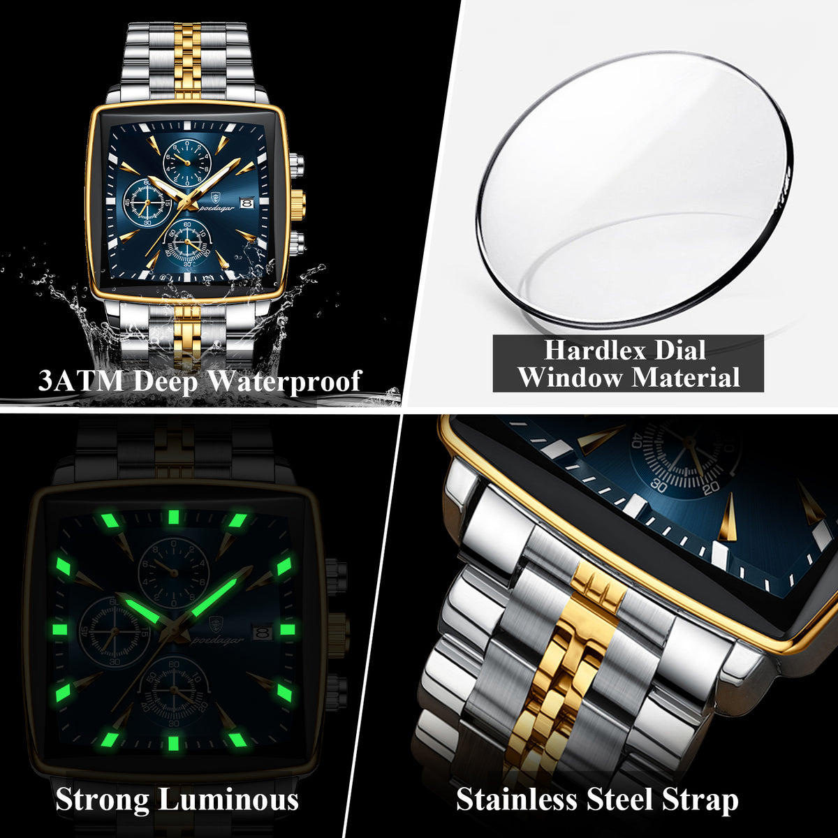 Poedagar Chronograph Water Resistant Men's Watch