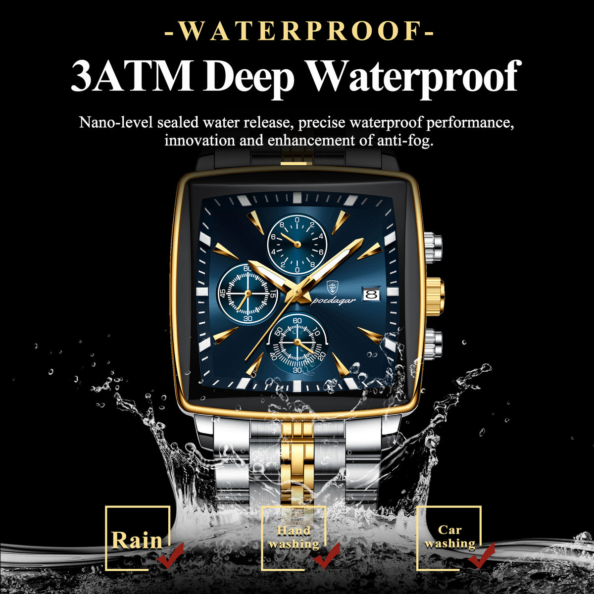 Poedagar Chronograph Water Resistant Men's Watch