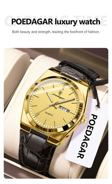 Poedagar Luxury Casual Leather Men's Watch