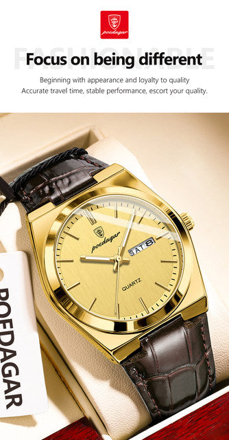 Poedagar Luxury Casual Leather Men's Watch