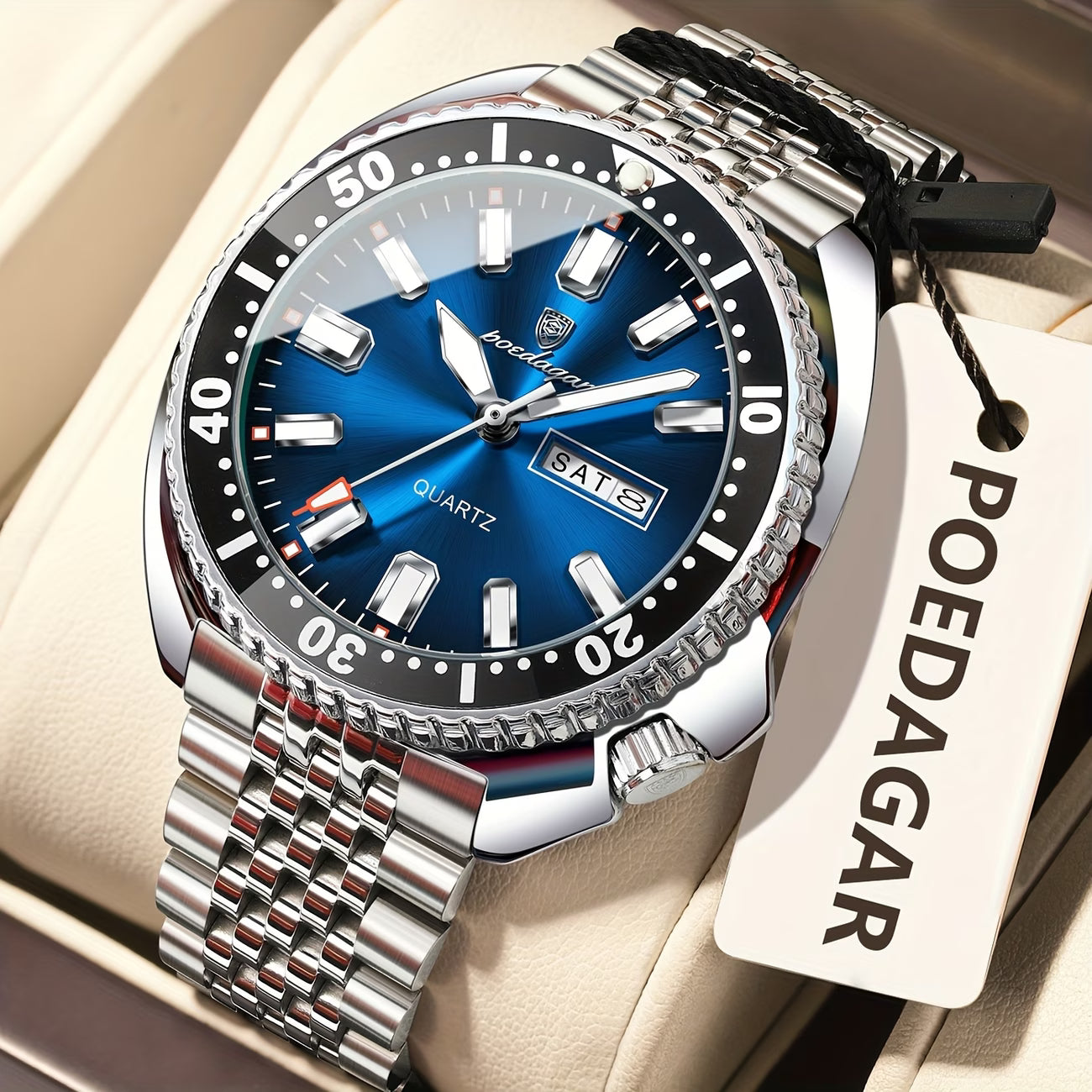 Poedagar Men's Stainless Steel  WristWatch