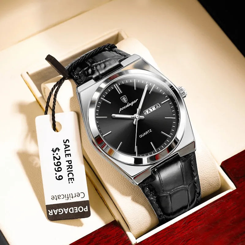 Poedagar Luxury Casual Leather Men's Watch